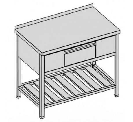 Pracovný stôl s krytovanou zásuvkou / GN 1/1 roštom 70x70