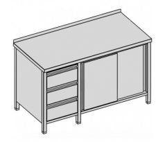 Pracovný stôl s tromi zásuvkami/posuvnými dverami/krytovaný 200x80