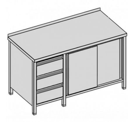 Pracovný stôl s tromi zásuvkami/posuvnými dverami/krytovaný 150x80