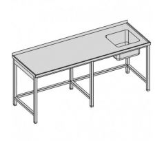 Umývací stôl s jedným drezom/dlhý 250x80