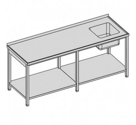 Umývací stôl s jedným drezom a policou/dlhý 250x80
