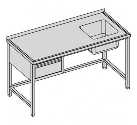 Umývací stôl s jedným drezom a zásuvkou 130x80