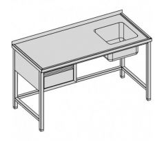 Umývací stôl s jedným drezom a zásuvkou 100x80