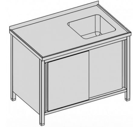 Umývací pracovný stôl jednodrezový, krytovaný s posuvnými dverami 140x80