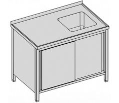 Umývací pracovný stôl jednodrezový, krytovaný s posuvnými dverami 110x80