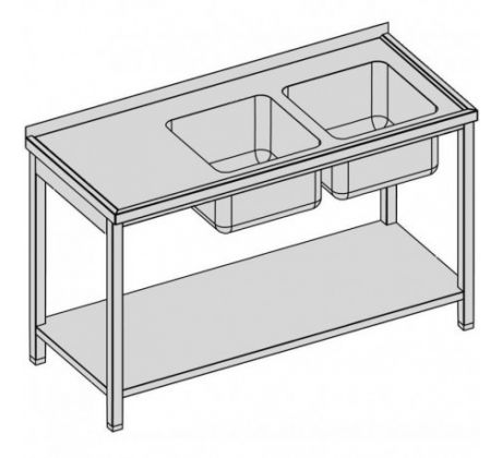 Umývací stôl dvojdrezový s policou 120x70