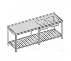 Umývací stôl dvojdrezový s roštom/dlhý 270x80