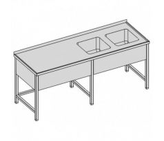 Umývací stôl s krytým dvojdrezom/dlhý 250x80