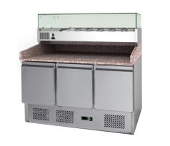 STÔL PIZZA, 3 X DVERE, S CHL. VITRÍNKOU 6XGN1/4, MP-903