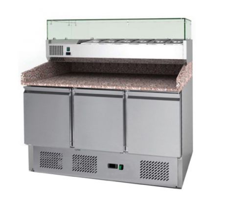 STÔL PIZZA, 3 X DVERE, S CHL. VITRÍNKOU 6XGN1/4, MP-903