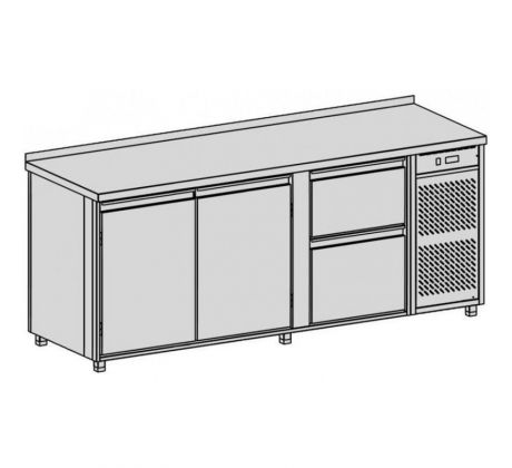 Chladiaci pult na nápoje, 2 zásuvky 2x dvere, 660 l