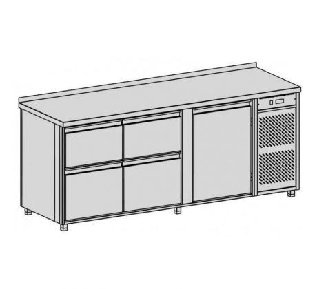 Chladiaci pult na nápoje, 660 l, 4 zásuvky