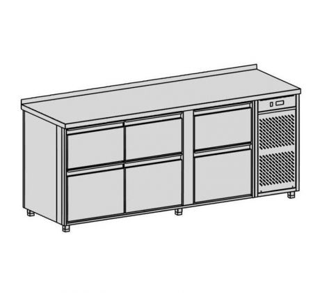 Chladiaci pult na nápoje, 6 zásuviek, 660 l