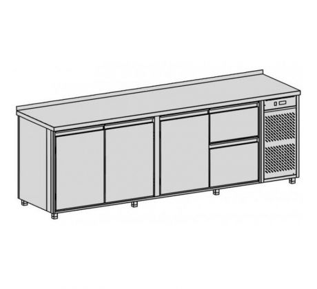 Chladiaci pult na nápoje, 2 zásuvky, 3x dvere, 869 l