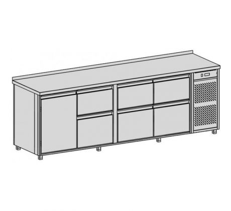 Chladiaci pult na nápoje, 6 zásuviek, 869 l