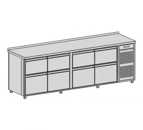 Chladiaci pult na nápoje, 8 zásuviek, 869 l