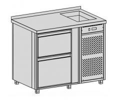 Chladiaci pult s vaňou, 2 zásuvky, 240 l