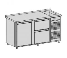 Chladiaci pult na nápoje, 2 zásuvky, dvere, 449 l
