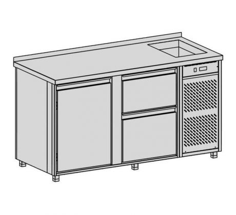 Chladiaci pult na nápoje, 2 zásuvky, dvere, 449 l