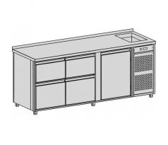 Chladiaci pult s vaňou, 4 zásuvky, 660 l