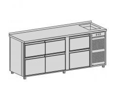 Chladiaci pult s vaňou, 6 zásuviek, 660 l