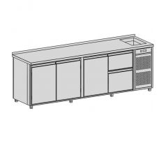 Chladiaci pult s vaňou 869 l, 3x dvere, 2 zásuvky