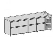 Chladiaci pult s vaňou 869 l, 8 zásuviek